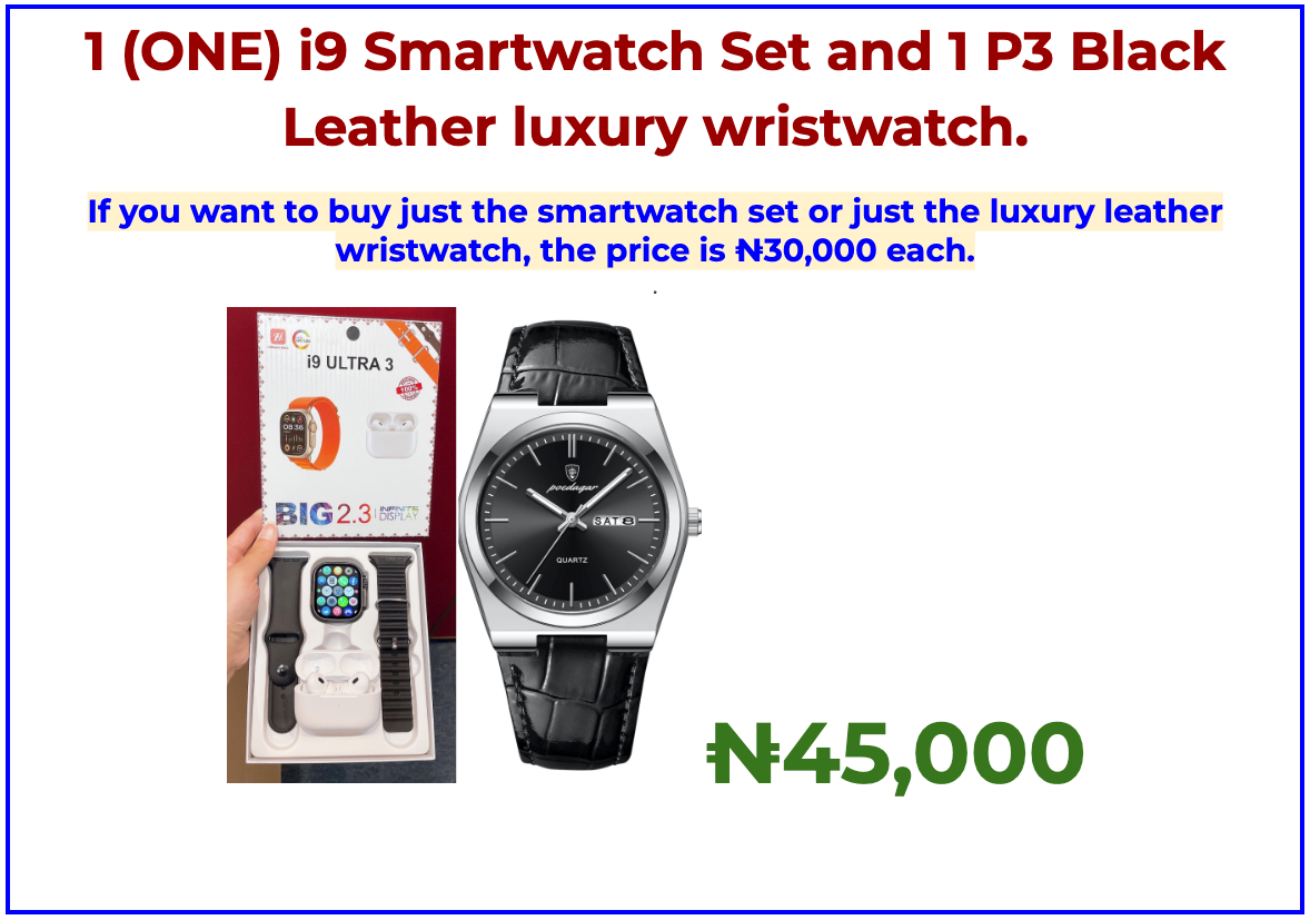 (ONE) i9 Smartwatch Set and 1 P3 ​​BLACK Leather luxury​ wristwatch​