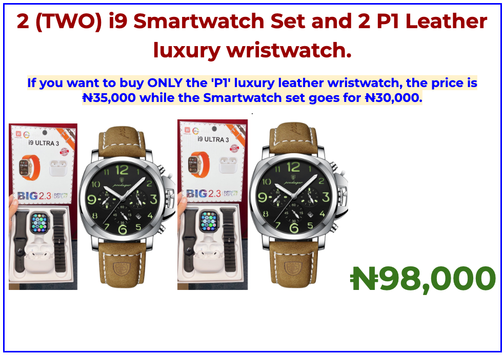 (TWO) i9 Smartwatch Set and 2 ​P1 Leather luxury​ wristwatch.