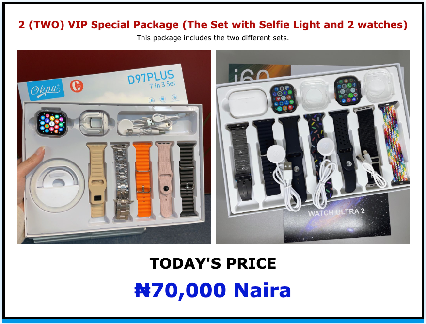 (TWO) VIP Special Package (1 set of the one with Selfie Light and 1 set of the one with 2 watches - i60)