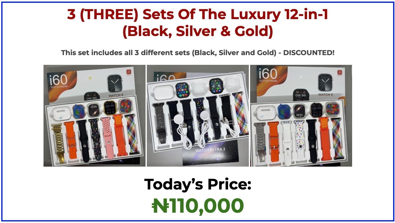 (THREE) Sets Of The Luxury 12-in-1 (Black, Silver & Gold)